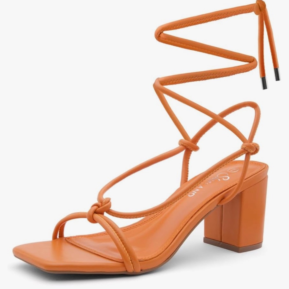 Orange Lace-Up Heels